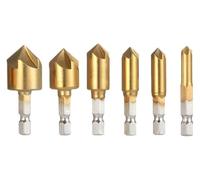 ainih Set di punte for trapano svasatore smussato 1/4' esagonale a 5 scanalature, fresa for for legno, metallo tenero, gomma, plastica, lavorazione del