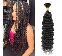 Ainimiu Capelli umani intrecciati capelli 45,7 cm 50g Bulk capelli umani per intrecciare crespi ricci naturali neri sfusi capelli umani per trecce BoHo Nessuna trama Vietnam vergine treccia capelli