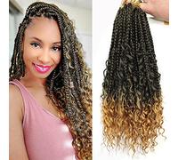 Ainimiu Confezione da 8 extension di capelli sintetici con estremità ricce, da 35,6 cm, pre-loop, in stile Bohomian all'uncinetto, 35,6 cm, 400 g