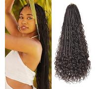 Ainimiu Confezione da 8 extension sintetiche per capelli da Dea, 45,7 cm, per trecce all'uncinetto, colore nero