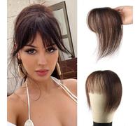 Ainimiu Topper per capelli da donna, veri capelli umani, 360°, topper 3D con frangia per diradare i capelli, con base in seta migliorata, perfetto per l'uso quotidiano
