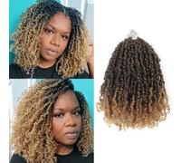 Ainimiu Yanky Twist - Capelli all'uncinetto da 30,5 cm, per donne nere, confezione da 8 pezzi, pre-loop, colore castano, mini torsione passionale con estremità ricce, trecce sintetiche all'uncinetto