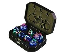 Ainiupi Set di dadi a LED ricaricabili D&D, set di dadi luminosi senza fili, con scatola di ricarica, dadi luminosi, poliedrici in 7 colori, per giochi di ruolo DND Gifts RPG