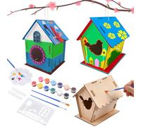 Ainiv 2 Pezzi Kit Casetta Uccelli in Legno e Dipingere Giocattoli, Fai da te Lavoretti Creativi Costruire Giocattoli, Regalo di compleanno di Natale