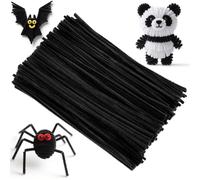 Ainiv 200PZ Nero Scovolini per Lavoretti, Strisce Pulisci Tubi Pipe, Bastoncini Decorativi in Ciniglia, Scovolini per Artigianato, per Artigianato DIY Decorazione di Progetti Artistici