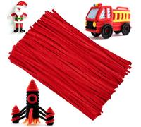 Ainiv 200PZ Rosso Scovolini per Lavoretti | Strisce Pulisci Tubi Pipe, Bastoncini Decorativi in Ciniglia, Scovolini per Artigianato, per Artigianato DIY Decorazione
