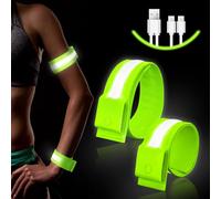 Ainiv 2pz LED Bracciale, 7 Colori Fascia da Braccio A LED di Ricarica USB, 3 modalità di Illuminazione, Luci Braccialetti Sportivi Luminosi Adatto per Ciclismo, Jogging, Escursionismo,Running, Rosa