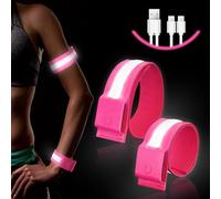 Ainiv 2pz LED Bracciale, 7 Colori Fascia da Braccio A LED di Ricarica USB, 3 modalità di Illuminazione, Luci Braccialetti Sportivi Luminosi Adatto per Ciclismo, Jogging, Escursionismo,Running, Verde