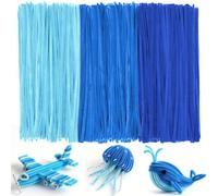 Ainiv 300PZ Scovolini Glitter per Lavoretti, Strisce Pulisci Tubi Pipe, Bastoncini Decorativi in Ciniglia, Scovolini per Artigianato, per Artigianato DIY Decorazione di Progetti Artistici - Serie Blu
