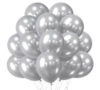 Ainiv 60 Pezzi Palloncini Argento, 30cm Palloncino, Palloncini in Lattice più Spessi per Feste di Compleanno, San Valentino, Lauree, Matrimoni e Addii al Nubilato