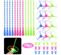 Ainiv 6PZ Disco Volante Giocattolo, Luminoso Dischi Volanti Spinti, Giocattoli Libellula Volante per Bambini, Lanciati a Spirale di Lancio Giocattoli Educativi Giocattoli per Bambini - Colore Casuale
