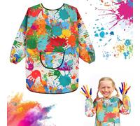 Ainiv Grembiule da Pittura Bambini, Grembiulino Impermeabile Scuola Maniche Lunghe con Tasche, Grembiule Pittura per 6-12 Anni Bambino Bambina, per Dipingere Scuola Asilo Cucina Casa