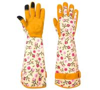 Ainiv Guanti da giardinaggio, resistenti alle spine, guanti da giardino, da donna/uomo, guanti resistenti alle spine, con polsino extra lungo e palmo rinforzato e punta delle dita (Giallo-L)