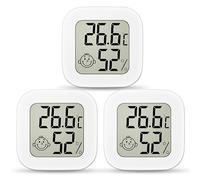 Ainiv Igrometro Termometro Digitale, 3 Pezzi Mini Igrometro Termometro con Emoji per Interni, Termometro Ambiente LCD, Monitor di Temperatura e umidità per Casa, Serra, Stanza, Ufficio, Bianca