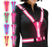 Ainiv LED Bretelle Catarifrangenti, 8 Colori di Luci Illuminate Gilet di Sicurezza Unisex Ricaricabile Tramite USB-C, Bretelle Catarifrangenti Multiuso Alta visibilità Gilet Regolabile (Rosa)