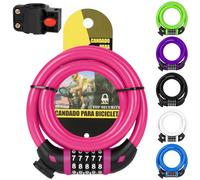 Ainiv Lucchetti per Bicicletta, Lucchetto per Bicicletta Portatile, Password a 5 Cifre 120CM Catena Bici, per Varie Bici, Scooters, Cancelli, Recinzioni - Rosa