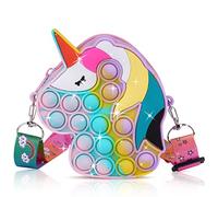 Ainiv Poppet Pop it Borsa, 2 in 1 Unicorno Fidget Bag Pop Bubble PushToy, Borsa a Tracolla con Tracolla in Silicone,Regalo Giochi per Bambini 5 6 7 8 anni (Macaron)