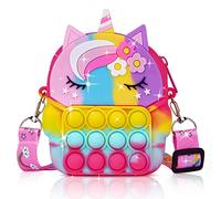 Ainiv Poppet Pop it Borsa, 2 in 1 Unicorno Fidget Bag Pop Bubble PushToy, Borsa a Tracolla con Tracolla in Silicone,Regalo Giochi per Bambini 5 6 7 8 anni (Colore)