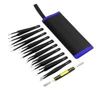 Ainiv Set di Pinzette di Precisione,Pinzette ESD Antistatiche da 11 Pezzi,Set di Pinzette Curve in Acciaio Inossidabile non Magnetiche per Riparazione Elettronica,Artigianato,Produzione di Gioielli