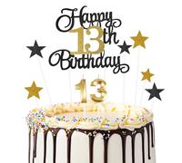Ainiv Set Oro Nero 13 Anni Compleanno Torta Topper