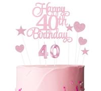 Ainiv Set Rosa 40 Anni Compleanno Torta Topper
