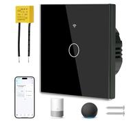 Ainiv Smart Light Switch 1 Gang, WiFi Smart Touch Wall Switch, Telecomando APP, Temporizzazione, Controllo Vocale, Smart Switch Compatibile con Tuya SmartLife App Alexa Google Home, Nero