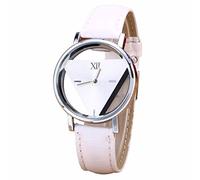 Ainiyo Unico quadrante triangolare scavato nero orologio di moda per uomo e donna orologi da polso in legno regalo da uomo per San Valentino, bianco, misura unica, cinghia