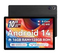 Ainmel Tablet 10 pollici (2025), Android 14 Tablet 10.36 pollici Octa Core, 1280 x 800 IPS, 16 GB RAM 128 GB ROM 1TB TF, 5G WiFi 6, Bluetooth 5.0, 5000 mAh, 5 MP + 8 MP, Widevine L1, nero