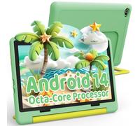 Ainmel Tablet Android 14 per bambini, processore Octa-Core, tablet per bambini, 14 GB+64 GB, 5000 mAh, sicurezza bambini, WiFi 6, Bluetooth 5.3, custodia a prova di bambino (green)
