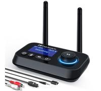 Ainostone 3 in 1 trasmettitore Bluetooth 5.3 per 2 cuffie, adattatore audio Bluetooth, ampio raggio ricevitore Bluetooth con bypass, schermo a bassa latenza, AUX ottico RCA per TV PC altoparlante