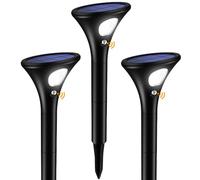 Ainostone Faretti Solari a LED da Esterno con Sensore di Movimento 3 Pezzi Luci Solari 1500mAh Super Inferno Lampade da Giardino Luce bianca fredda Impermeabile IP65 per Patio, Vialetto, Cortile