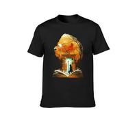 Aintap Chronicles of Narnia Aslan Wardrobe Collage Men Black Cotton T-Shirt Print Tee Shirts XL