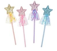 Ainvzag Set di quattro bacchette da fata, magici accessori per travestimento per feste di compleanno e festività, accessori scintillanti per giochi di ruolo con stelle scintillanti