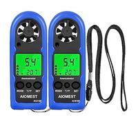 AIOMEST Anemometro Digitale Portatile, Misuratore di Velocità del Vento/Temperatura (℃/℉) con MAX/AVG, Wind Chill, Retroilluminazione per la Pesca con il Drone, AI-816B (Confezione da 2 pezzi)