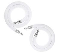 Aioneer 10 Ft Orange Velvet Rope - 2 Pack Blue Stanchions with Silver Hooks for Crowd Control, Event Carpet And Barrier Posts Parties And Gatherings-White-4.9ft/150cm
