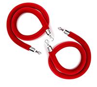 Aioneer 10 Ft Orange Velvet Rope - 2 Pack Blue Stanchions with Silver Hooks for Crowd Control, Event Carpet And Barrier Posts Parties And Gatherings-Red-4ft/120cm