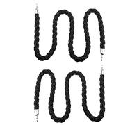 Aioneer 2 Pack Blue Rope Barrier Posts, 16.4Ft Hanging Braided Hemp Ropes for Crowd Control, Queue Divider for Events, Sturdy Line Stanchions for Effective Crowd Management-Black-5M/16.4Ft