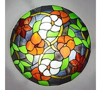 Aioneer Ceiling Light Flush Mount Victorian Style Stained Glass Ceiling Lamp Dimmable Vintage Round Chandeliers for Bedroom Living Room Dining Room Kitchen Hallway,A,40Cm-B-30cm