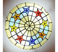 Aioneer Ceiling Light Flush Mount Victorian Style Stained Glass Ceiling Lamp Dimmable Vintage Round Chandeliers for Bedroom Living Room Dining Room Kitchen Hallway,B,30Cm-C-50cm
