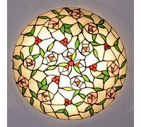 Aioneer Ceiling Light Victorian Style Stained Glass Flush Mount Ceiling Lamp Dimmable Vintage Chandeliers for Bedroom Living Room Dining Room Kitchen,G,30Cm-B-50cm
