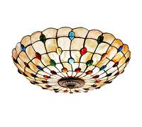 Aioneer Ceiling Lights Flush Mount, Natural Handmade Shell Glass Mosaic Ceiling Lamp, Dimmable Modern Vintage Crystal Chandelier for Living Room Bedroom Dining Room Kitchen,16 In-24 inch