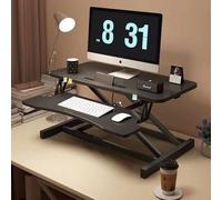 Aioneer Convertitore Per Scrivania Regolabile In Altezza Con Vassoio Per Tastiera, Supporto Per Doppio Monitor Assistito Da Gas, Postazione Di Lavoro Seduta E In Piedi, Colore Ne-Black