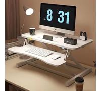 Aioneer Convertitore Per Scrivania Regolabile In Altezza Con Vassoio Per Tastiera, Supporto Per Doppio Monitor Assistito Da Gas, Postazione Di Lavoro Seduta E In Piedi, Colore Ne-White