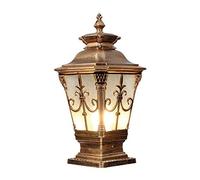 Aioneer Creative Rustic Bronze Pillar Post Lamp Traditional E27 IP55 Outdoor Column High Light Glass Rainproof Bollard Classic Patio Landscape Street L,Height: 37CM (Height: 37CM)