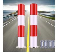 Aioneer Delineator Post Cone Driveway Caution Sign Steel Parking Bollards, Reflective Security Barrier with 6 Free Anchor Bolts for Parkin Set of 2 Safety Cone, Traffic Delineato-2pack-75cm/29.5in