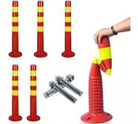 Aioneer Delineator Post Cone Driveway Caution Sign Traffic Cones, 30 inch High Flexible Visual Safety Bollard Driveway Barrier, Parking Cones for Drivers Training, 6 Pack-Red+Yellow