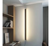 Aioneer Dimmable LED Wall Lamp with Switch And Plug Up Down Wall Lighting Strips 72W Black Indoor Long Strip Wall Light for Bedside Lamp Bathroom Living Room Hallway Wall Wash Li-120cm 72w