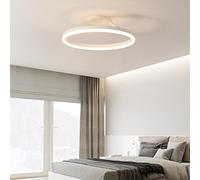 Aioneer Dimmable Nordic Designer Ceiling Light for Living Room Bedroom Kitchen Modern Chandelier with Simple Single Circle Design-White-D: 50cm