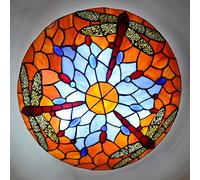 Aioneer Dragonfly Ceiling Light Flush Mount Stained Glass Ceiling Lamp Vintage Victorian Style Chandeliers for Bedroom Living Room Dining Room Kitchen,Green,50Cm-Blue-30cm