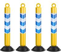Aioneer Flexible Crowd Control Stanchions - 10 Pack Lightweight Red And Blue Barrier Posts for Effective Visitor Management And Enhanced Safety-Yellow+Blue-4 PCS